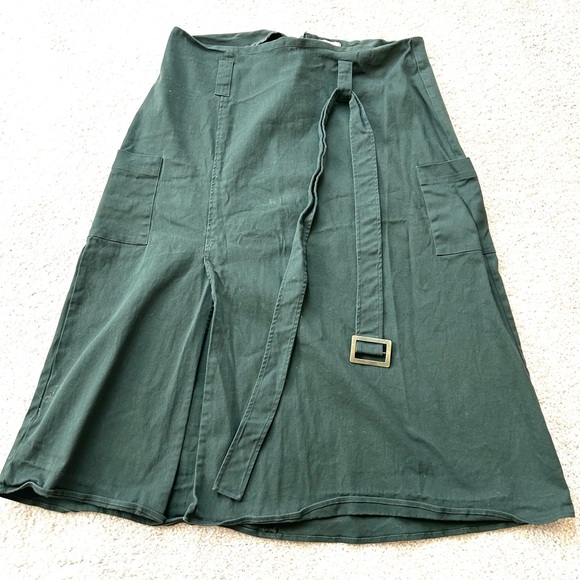 Monroe & Main Dark Green Belted Maxi Skirt - Picture 2 of 3